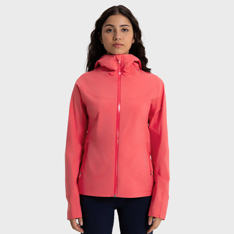Autumn And Winter New Hooded Windbreaker Outdoor Windproof Waterproof Sports Coat For Women