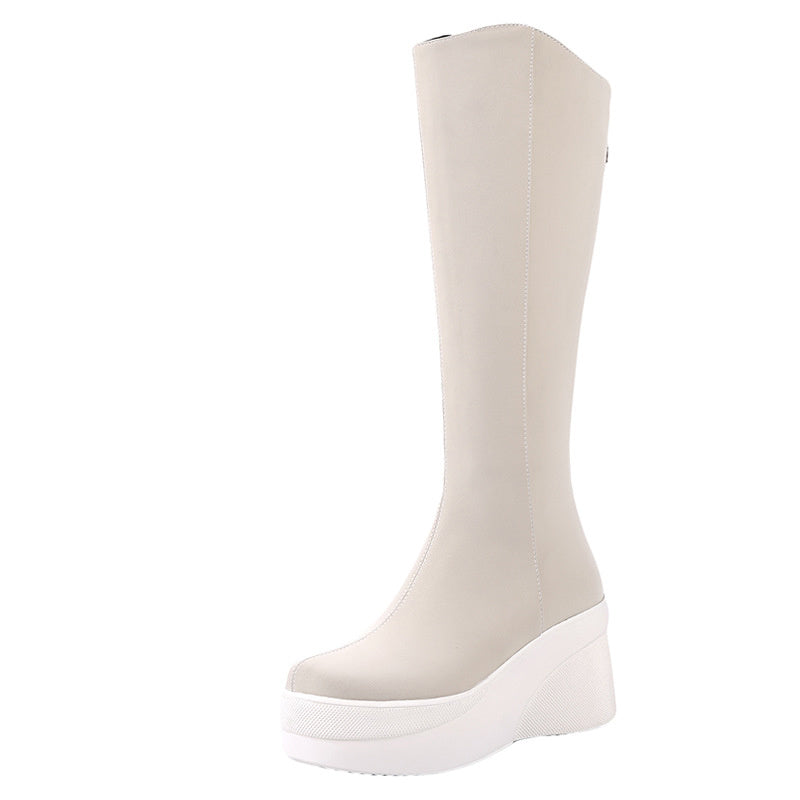 Fashion Women's Cowhide Platform High-heeled Boots