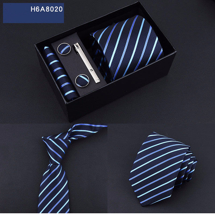 Business 8cm Striped Blue Black Tie