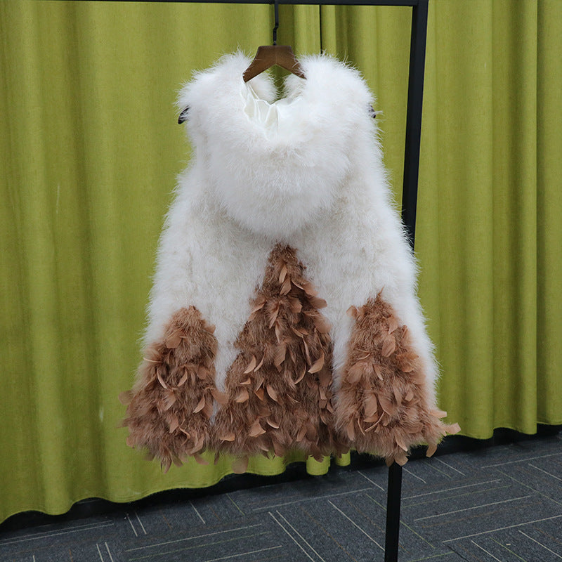 Women's Simple Ostrich Hair Lace Fur Vest