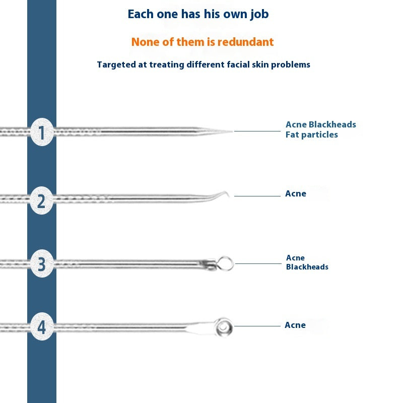 Pimple Pin 4-piece Stainless Steel Acne Remover Extruded Fat Particles Blackhead Remover