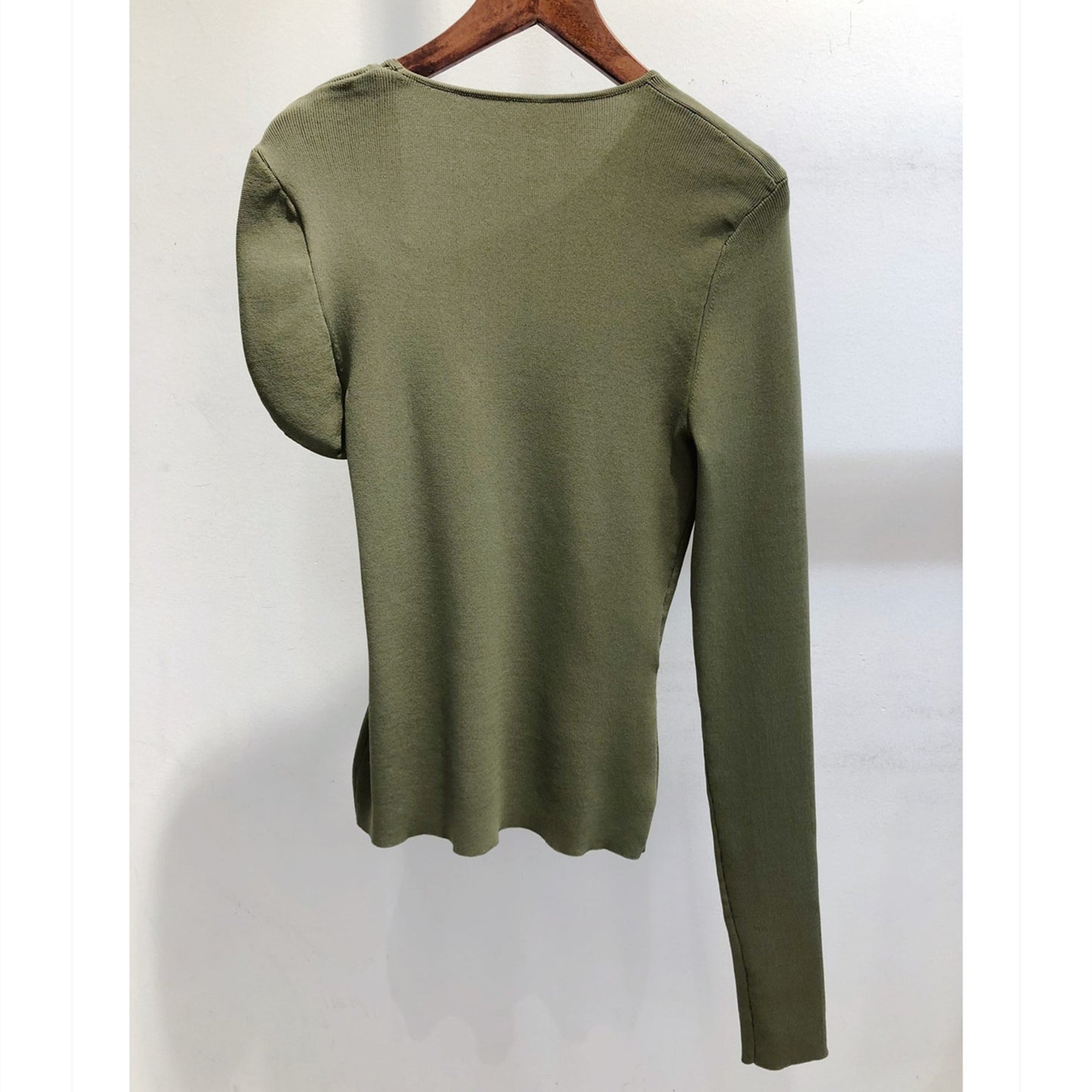 Fashionable Round Collar Irregular Pleated T-shirt