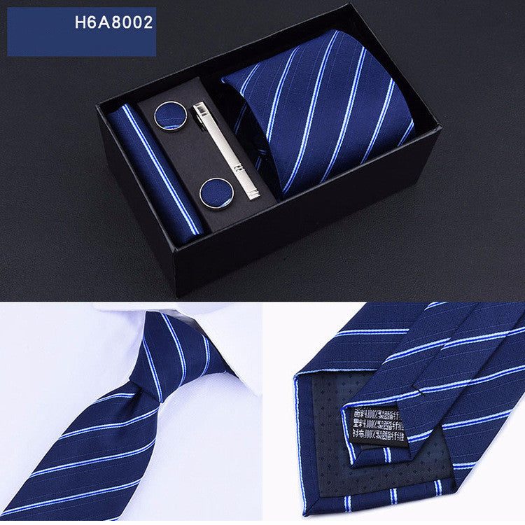 Business 8cm Striped Blue Black Tie