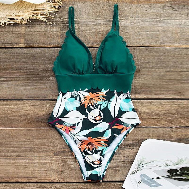 One-piece swimsuit printed high waist