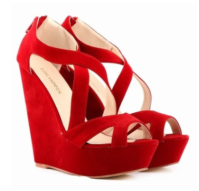 Large size high heels waterproof platform slope OL nightclub hollow women's sandals