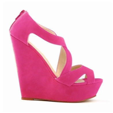 Large size high heels waterproof platform slope OL nightclub hollow women's sandals