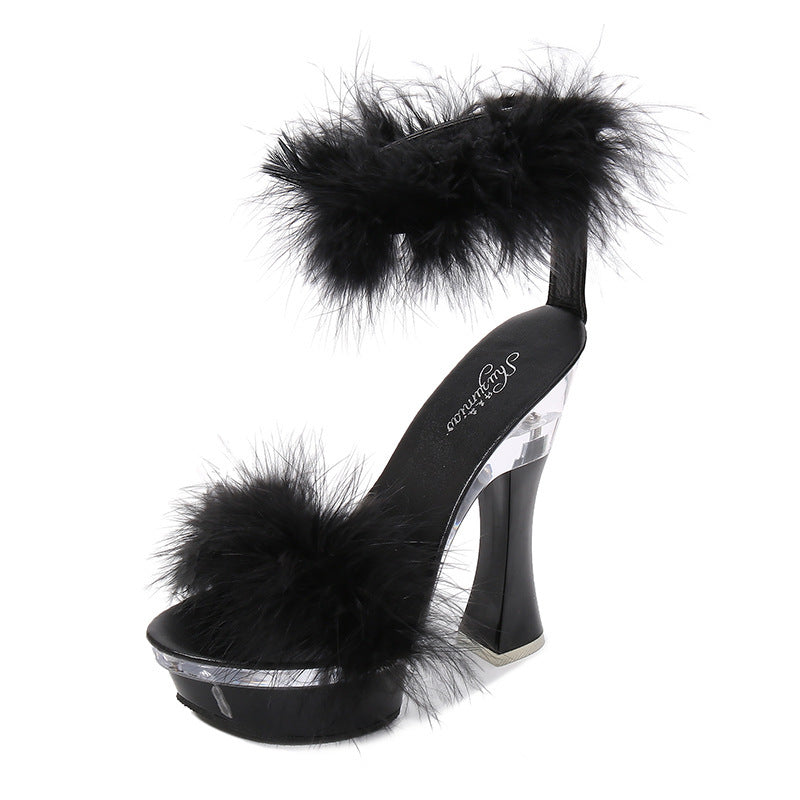 Transparent Super High Heel Waterproof Platform Hairy Sexy Fairy Sandals