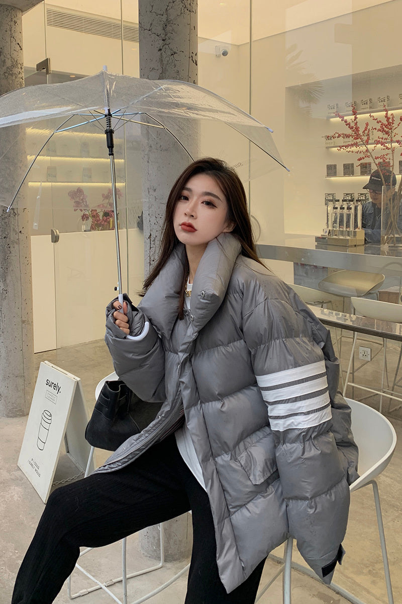 New Stand-Up Collar Short Bread Coat Loose Thick Coatt