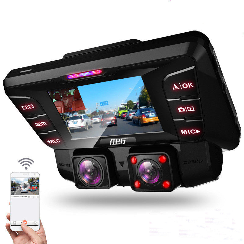 Car Driving Recorder HD Night Vision Dual-Lens Panoramic View Driving Recorder