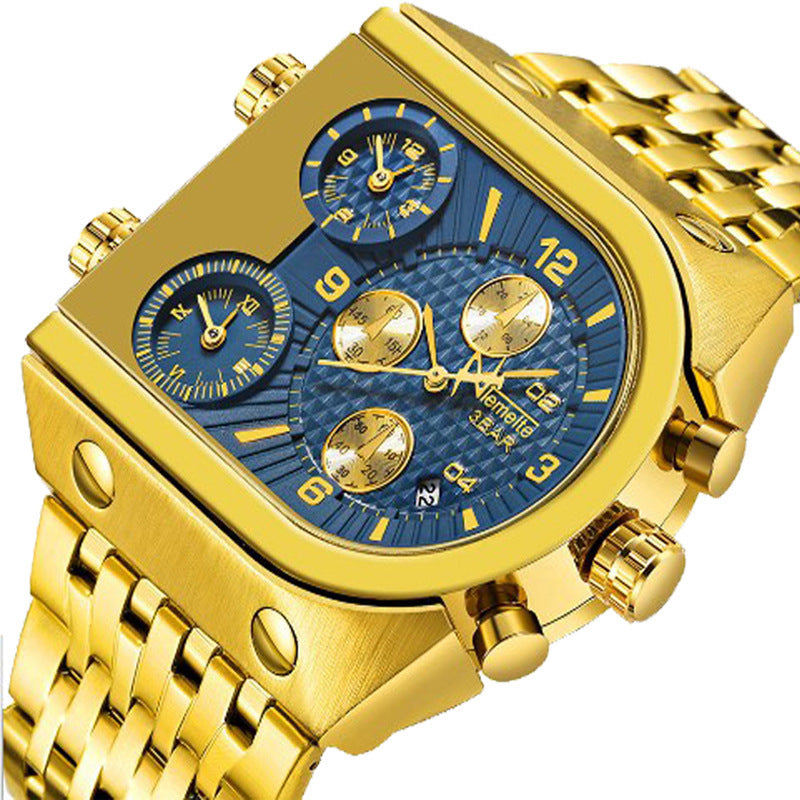 Multifunctional Personality Men's Spiral Watch Calendar Steel Band Quartz Watch Waterproof