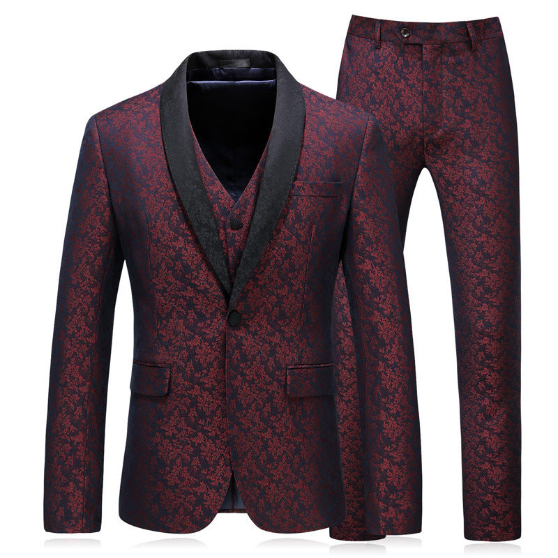 Slim Suit Three-piece Casual Plaid Suit