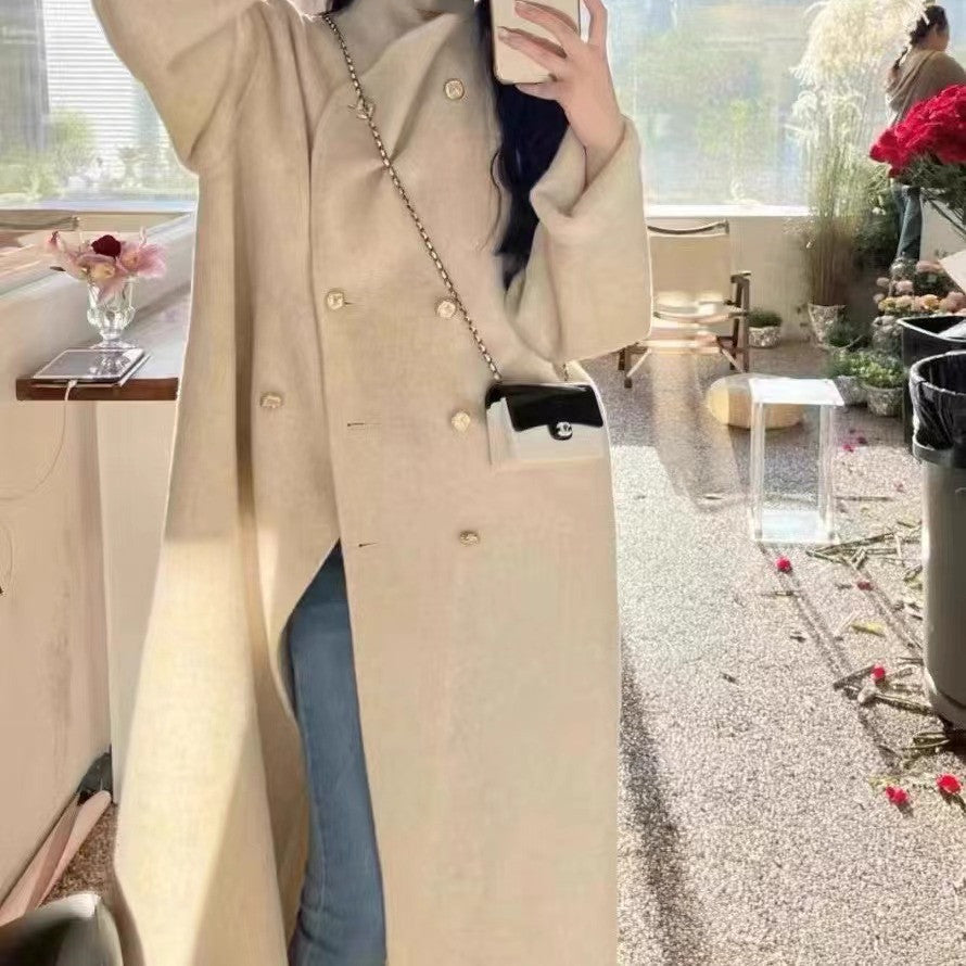 Women's Graceful And Fashionable Double-sided Wool Overcoat