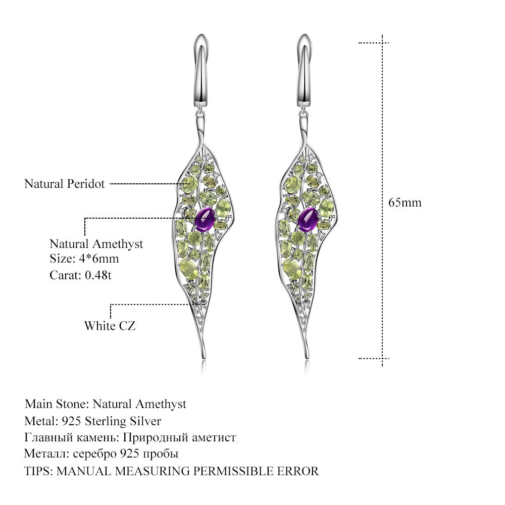 Women's Personalized Jewelry Amethyst Olivine Earrings