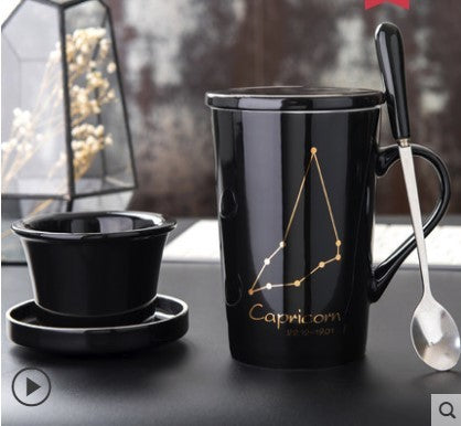 Creative cup ceramic with lid spoon tea cup filter