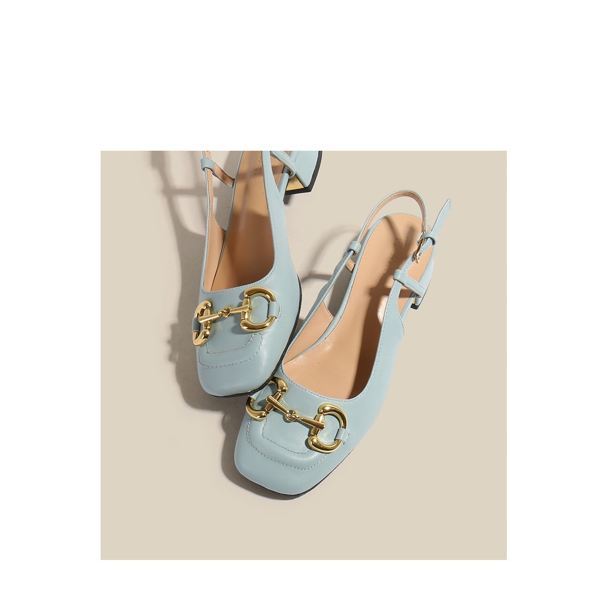 Vintage Metal Buckle Mary Jane Block Heel Sandals