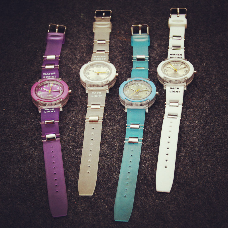 Korean Version Of The LED Light Cool Tide Damen Harajuku Trend Personality Of Students Leisure Sports Night Watch Jelly