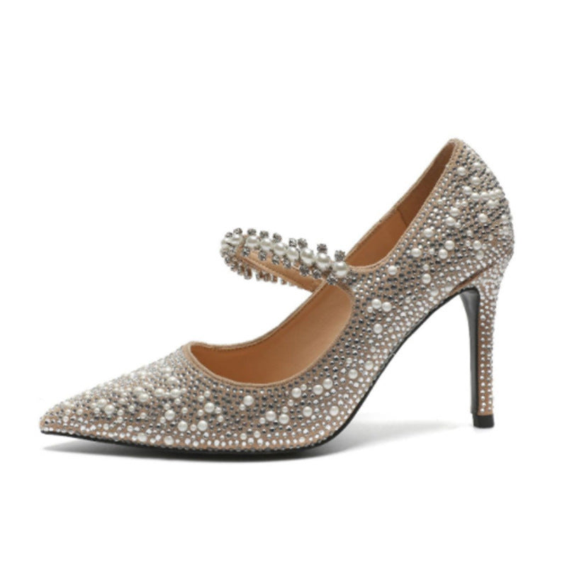 Crystal Pointed Toe High Heels Fairy Banquet Stiletto