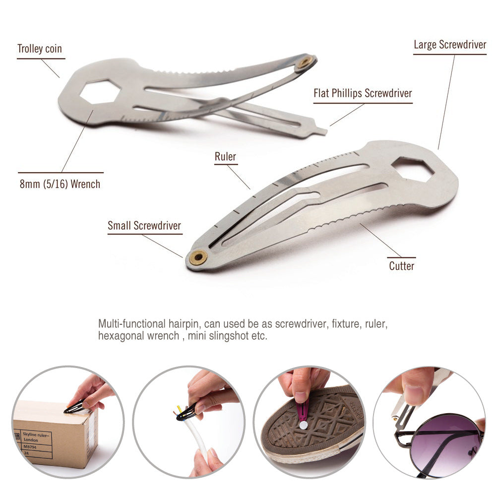 Stainless Steel Solid Color Multifunctional EDC Barrettes