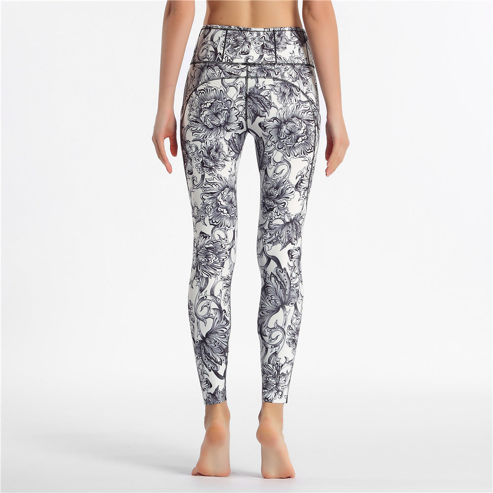 Printed stretch yoga trousers sweatpants