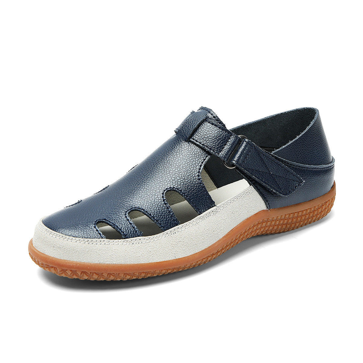 Plus Size Flat Heel Sandals Women's Toe Cap Hollow Breathable