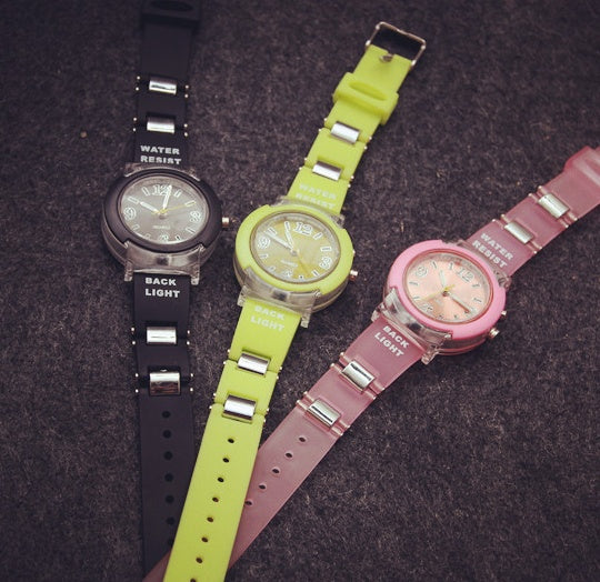 Korean Version Of The LED Light Cool Tide Damen Harajuku Trend Personality Of Students Leisure Sports Night Watch Jelly