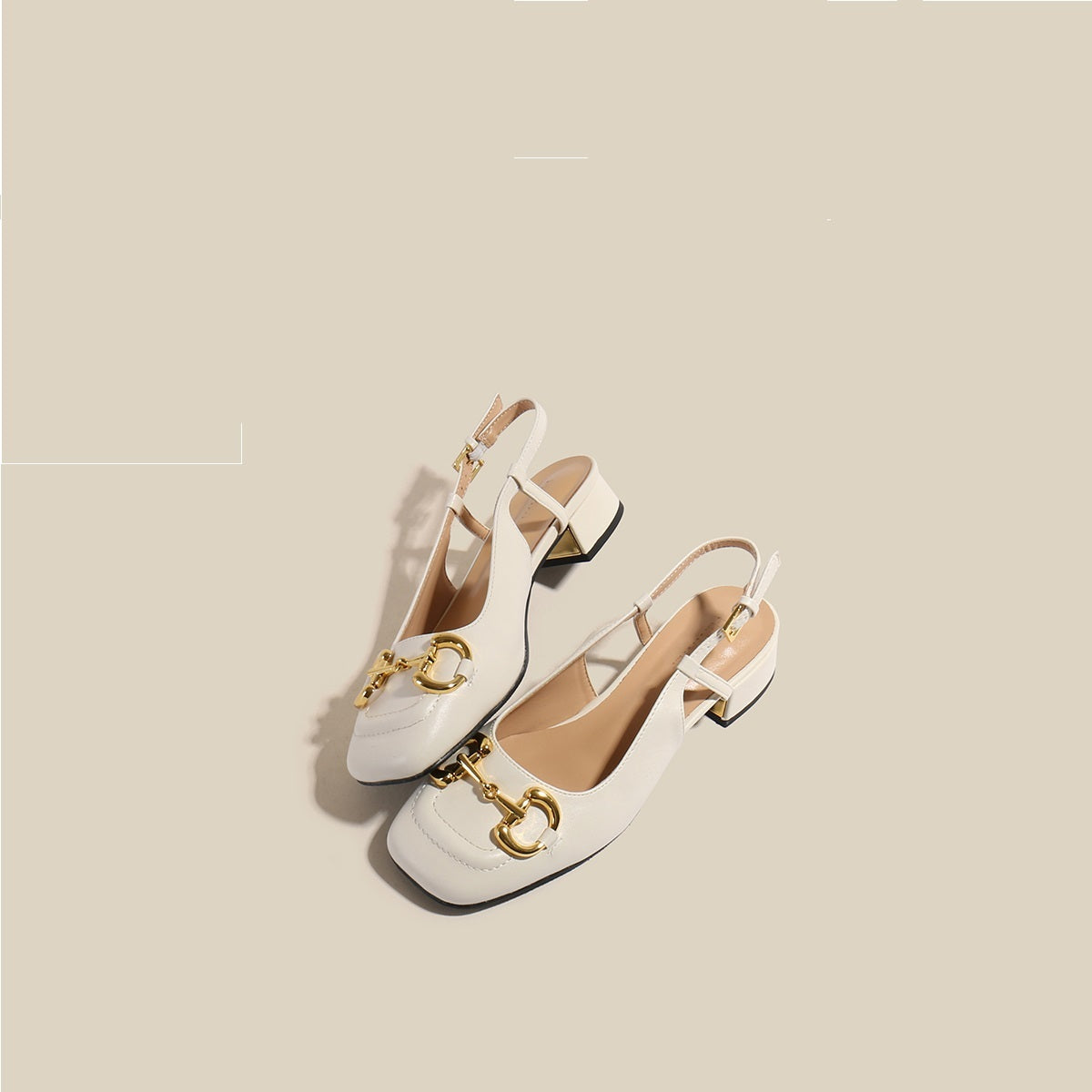 Vintage Metal Buckle Mary Jane Block Heel Sandals