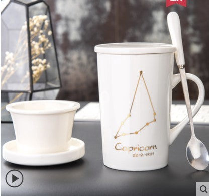 Creative cup ceramic with lid spoon tea cup filter