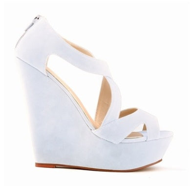 Large size high heels waterproof platform slope OL nightclub hollow women's sandals