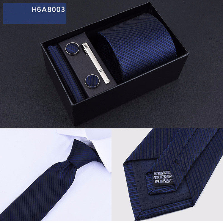 Business 8cm Striped Blue Black Tie