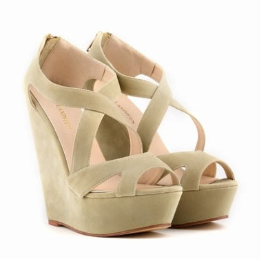 Large size high heels waterproof platform slope OL nightclub hollow women's sandals