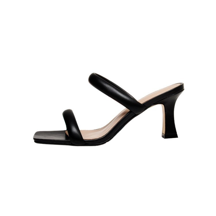 Ladies Simple Backspace High-heeled Slippers