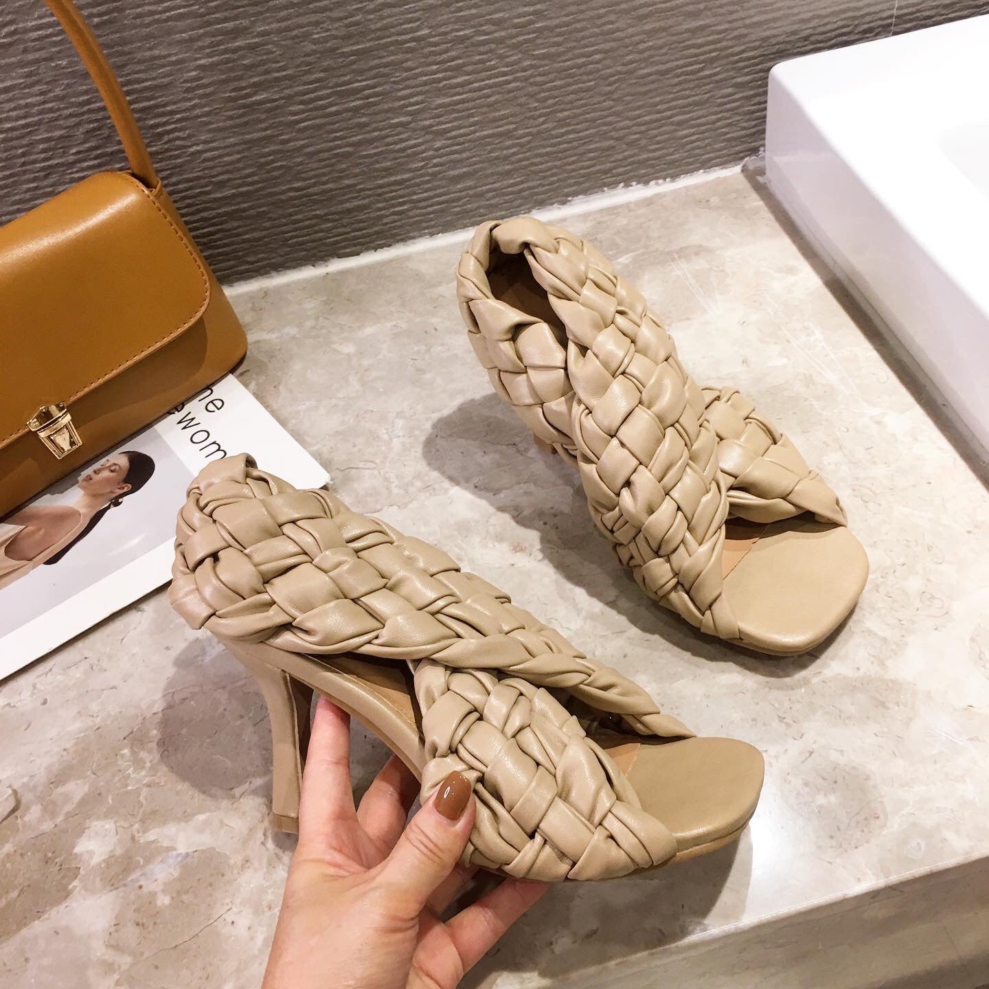 European And American New Style Foreign Trade Woven Stiletto Sandals