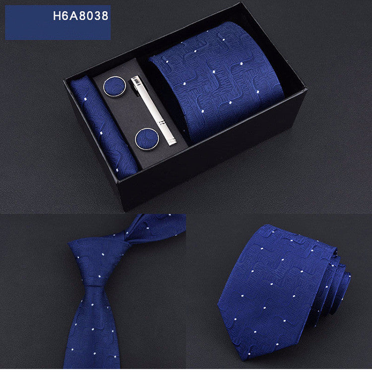 Business 8cm Striped Blue Black Tie