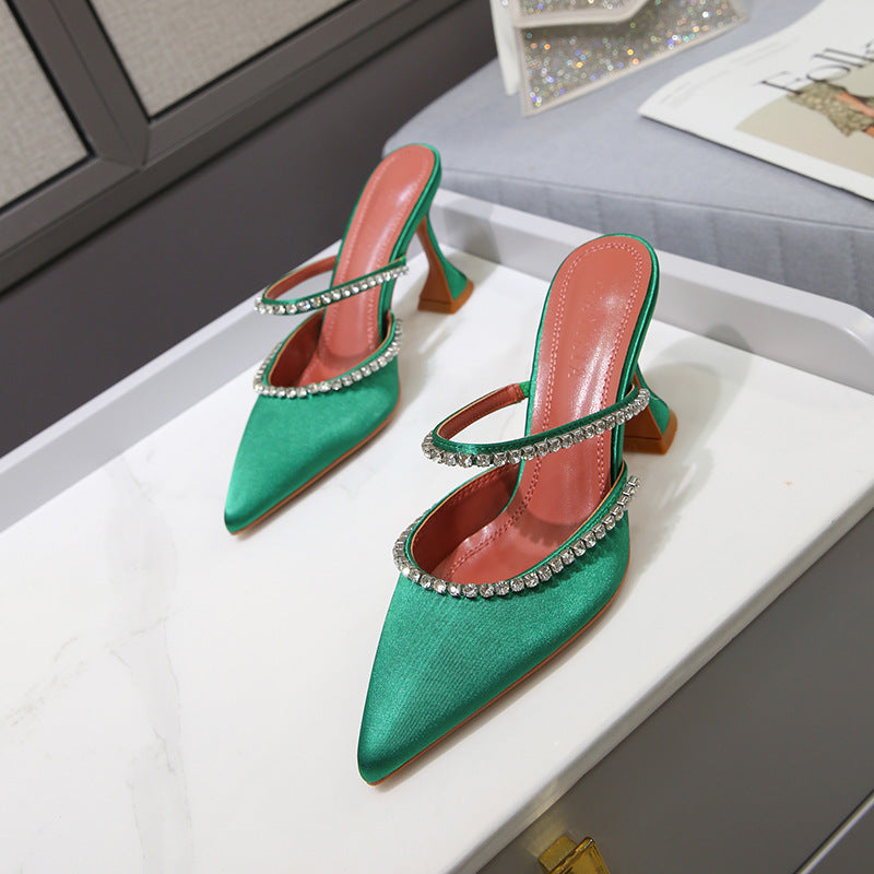 Women's Fashion Pointed Toe Rhinestone High-heeled Sandals