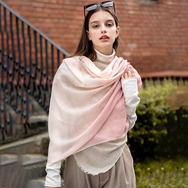 Gradient Color Matching Sunscreen Long Shawl In Stock