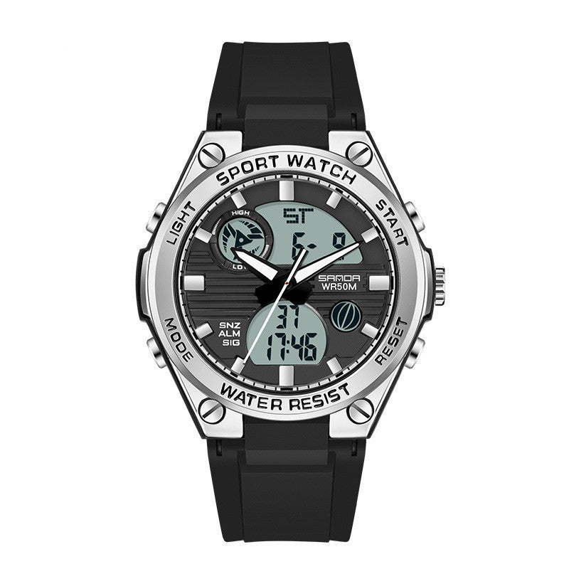 Men's Dual Display Waterproof Luminous Couple Sports Electronic Watch