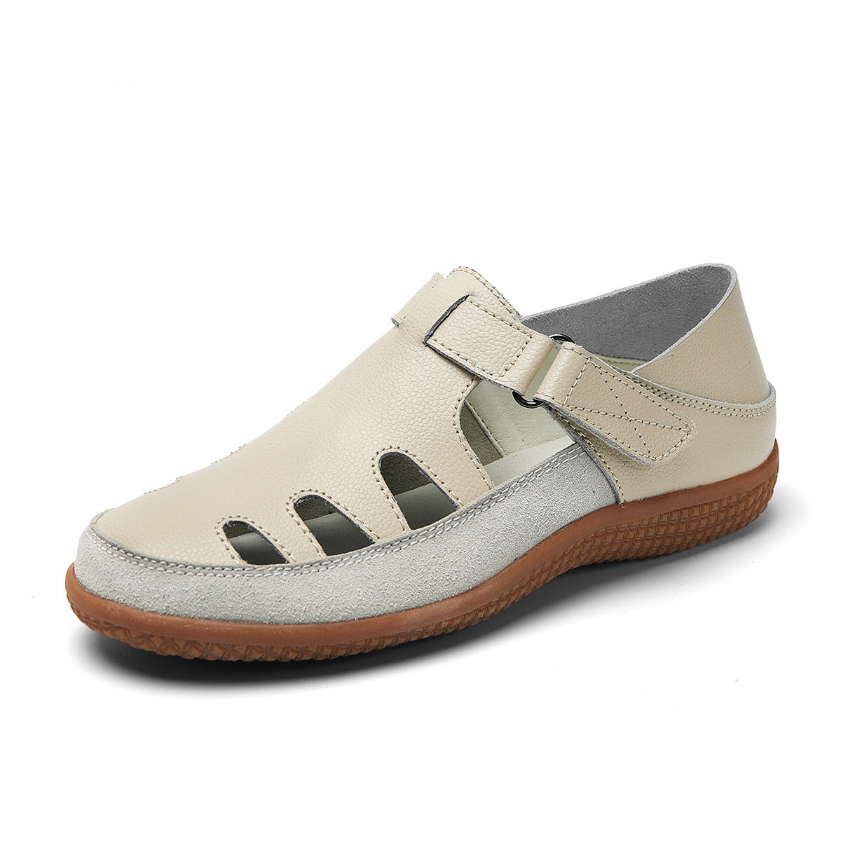 Plus Size Flat Heel Sandals Women's Toe Cap Hollow Breathable