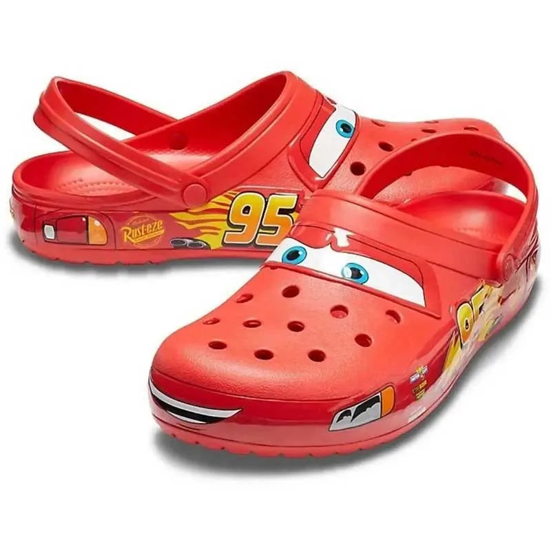 Cartoon Disney Lightninged Mcqueens Pixar Solid Waterproof Slippers Outdoor Sandals Casual Breathable Ankle-Wrap Eva Shoes Gift