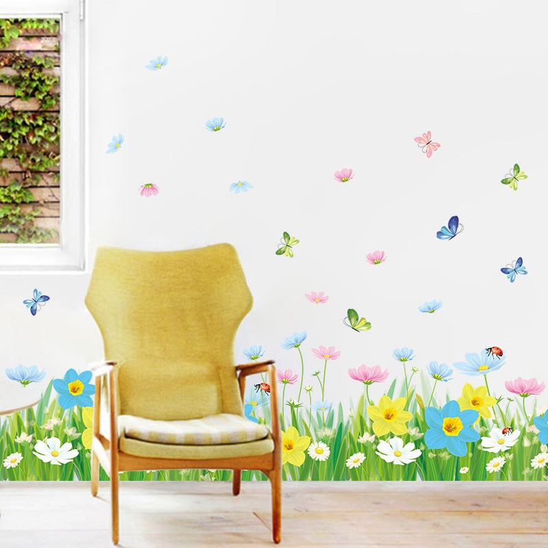 Flower Stickers Skirting Line Decoration Hyaloid Membrane Waterproof Wall Stickers