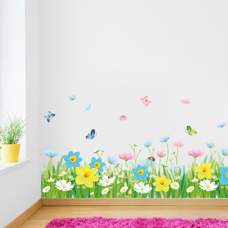 Flower Stickers Skirting Line Decoration Hyaloid Membrane Waterproof Wall Stickers