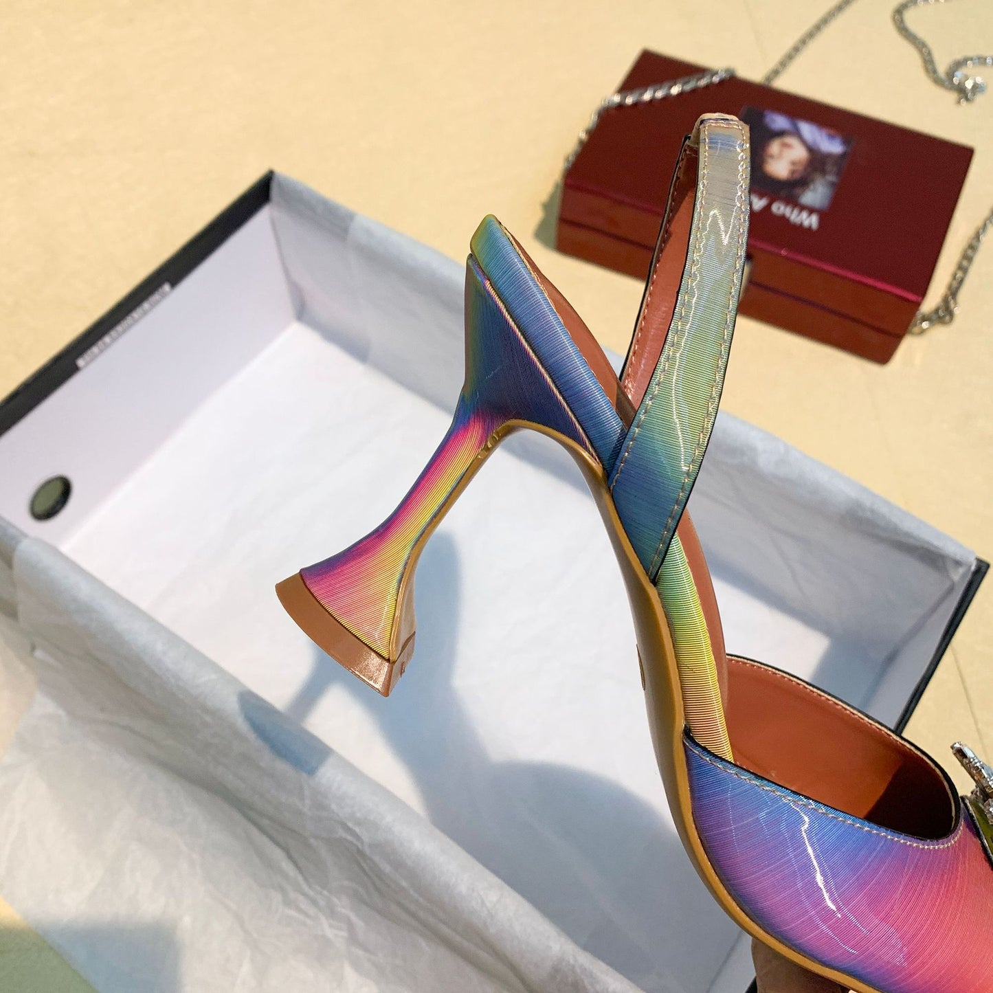 Gradient Color High Heels Sun Buckle Wine Glass Heel Women's Shoes
