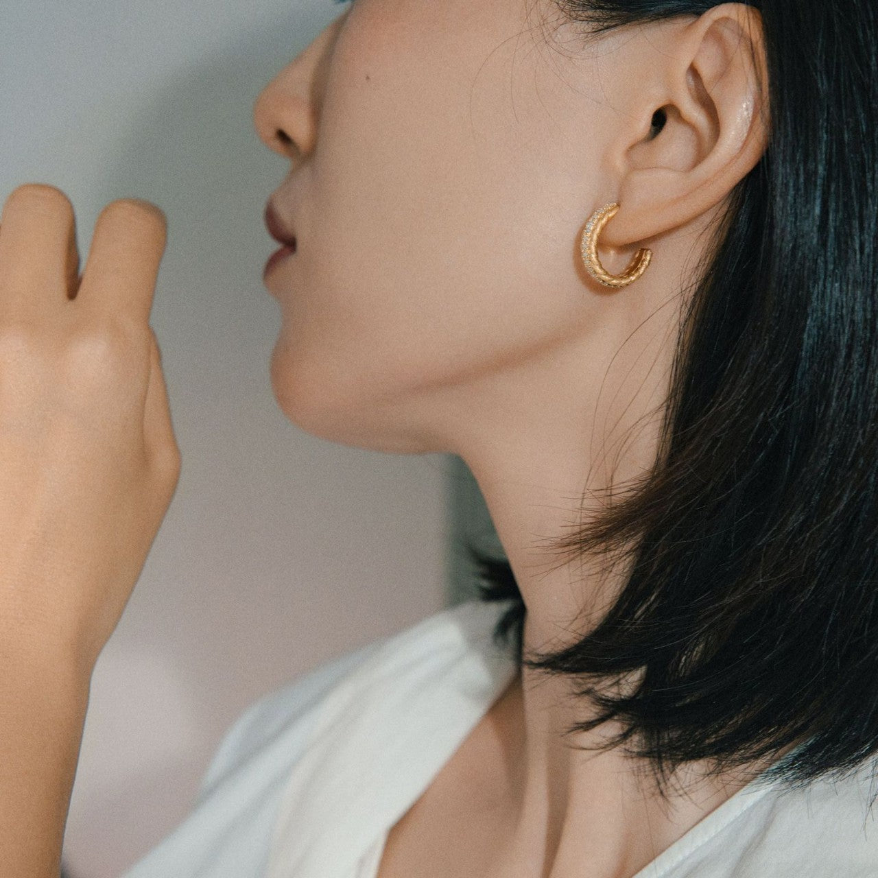 925 Sterling Silver Wheat Woven Light Luxury Minority Simple High Sense Ear Ring Fine