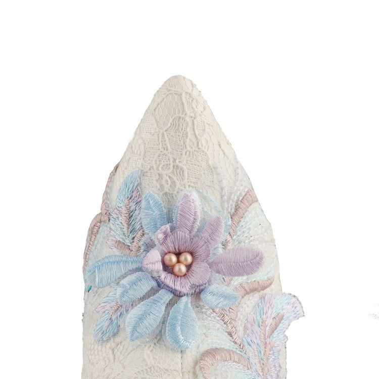 Fashion Lace Flower White Wedding Shoes