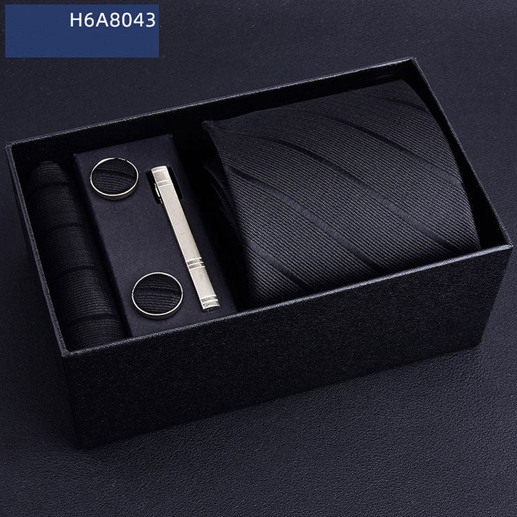 Business 8cm Striped Blue Black Tie