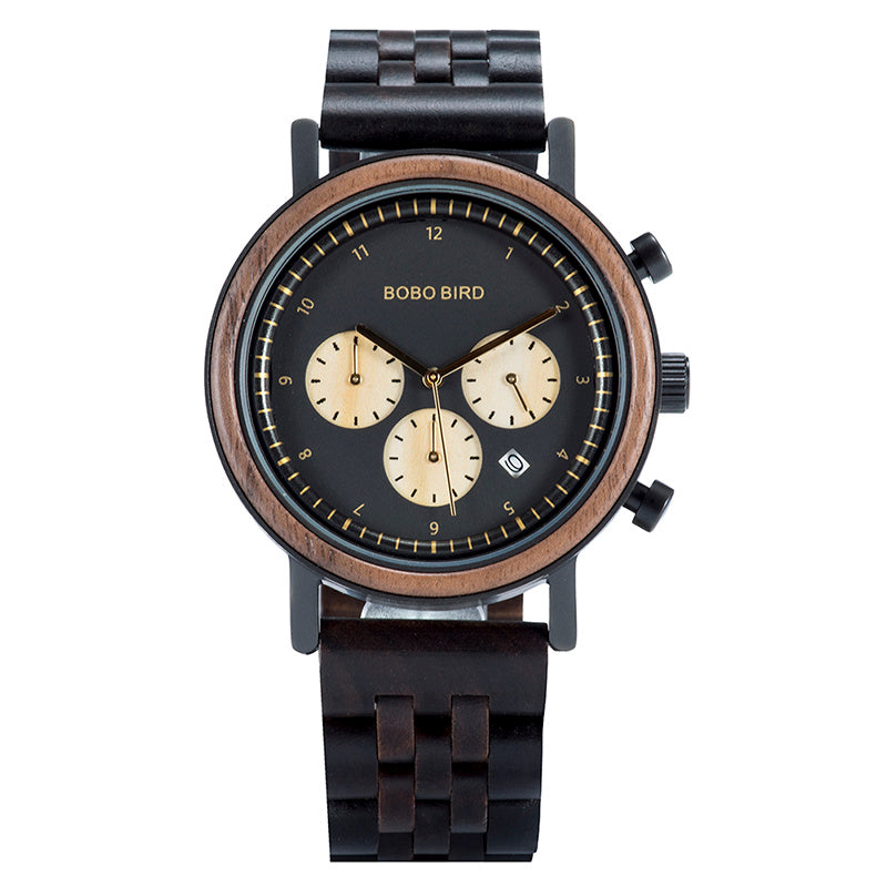 three-eyed six-pin wooden watch