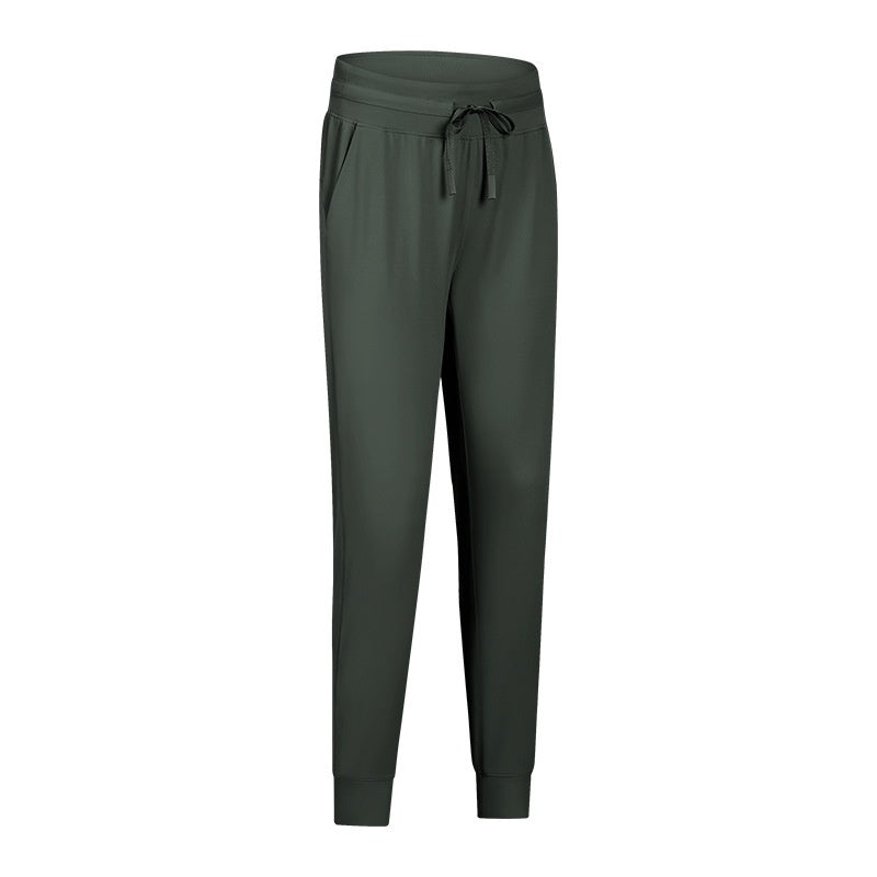 High Waist Yoga Pants Women's Drawstring Quick-drying Elastic Running Fitness