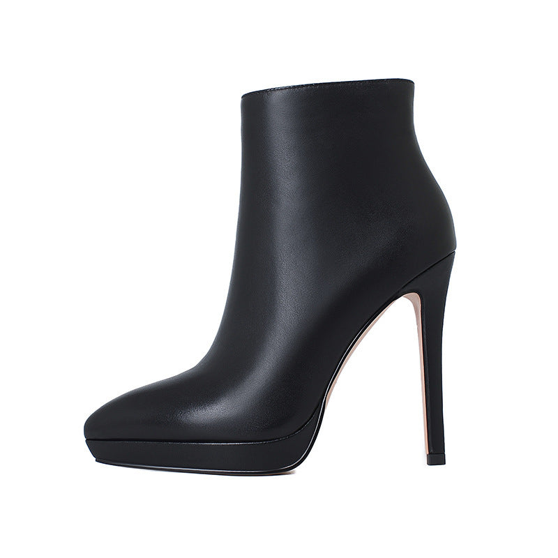 Super High Heel Pointed Toe Stiletto Ankle Boots Women Waterproof Platform
