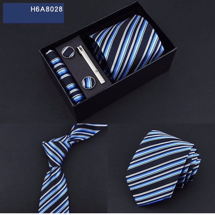 Business 8cm Striped Blue Black Tie