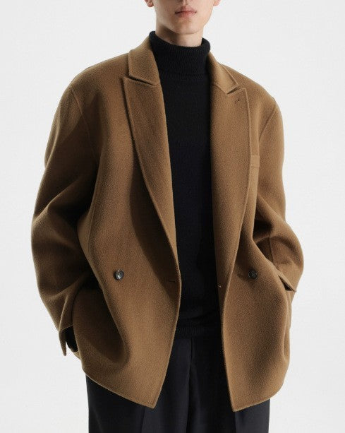 Gun Collar Double-faced Woolen Goods Woolen Suit Wool Coat For Men