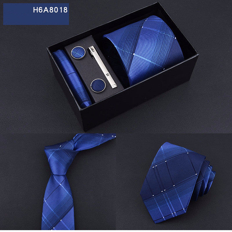 Business 8cm Striped Blue Black Tie
